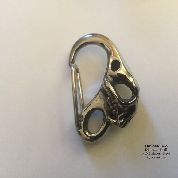 Skull Dinosaur Cat Clip Carabiner Keychain Wallet Chain Hook Stainless Accessory - Picture 8 of 8